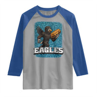 Funny Eagle With Cheesesteak Raglan Shirt Football Glitter Print - Wonder Print Shop