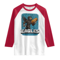 Funny Eagle With Cheesesteak Raglan Shirt Football Glitter Print - Wonder Print Shop