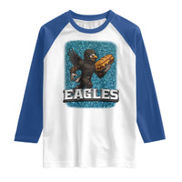 Funny Eagle With Cheesesteak Raglan Shirt Football Glitter Print - Wonder Print Shop