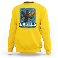 Funny Eagle With Cheesesteak Sweatshirt Football Glitter Print - Wonder Print Shop