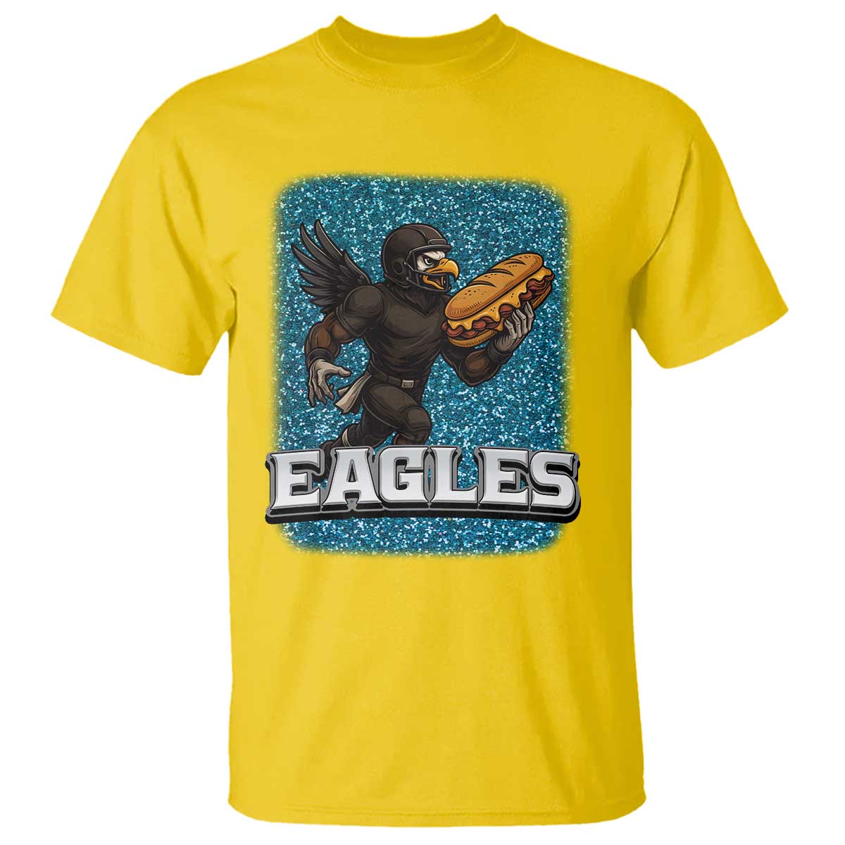 Funny Eagle With Cheesesteak T Shirt Football Glitter Print - Wonder Print Shop
