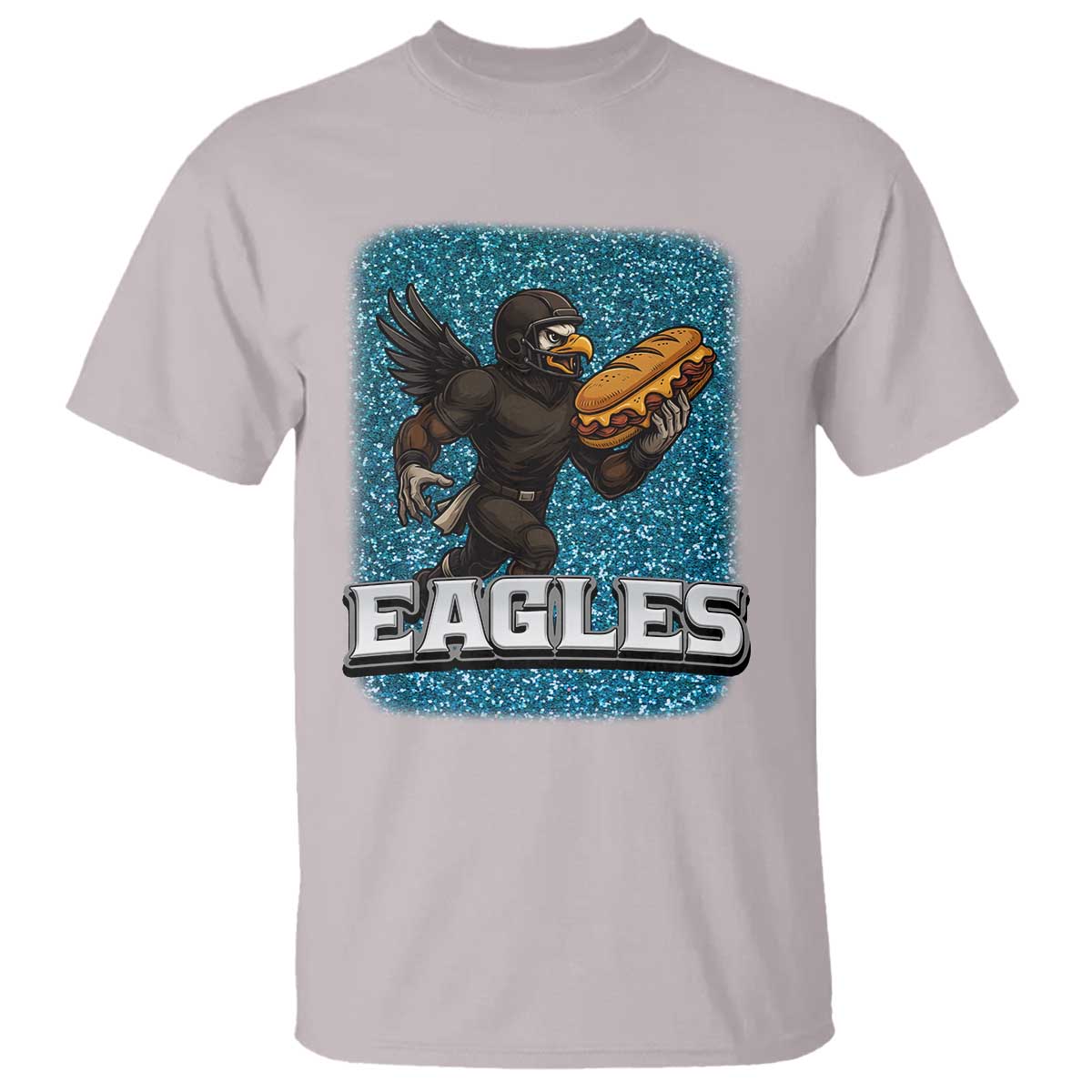 Funny Eagle With Cheesesteak T Shirt Football Glitter Print - Wonder Print Shop