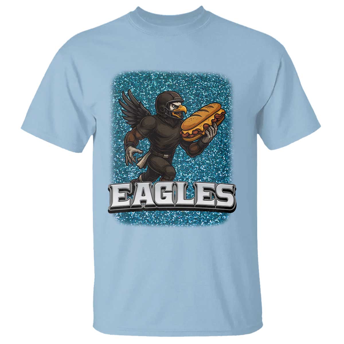 Funny Eagle With Cheesesteak T Shirt Football Glitter Print - Wonder Print Shop