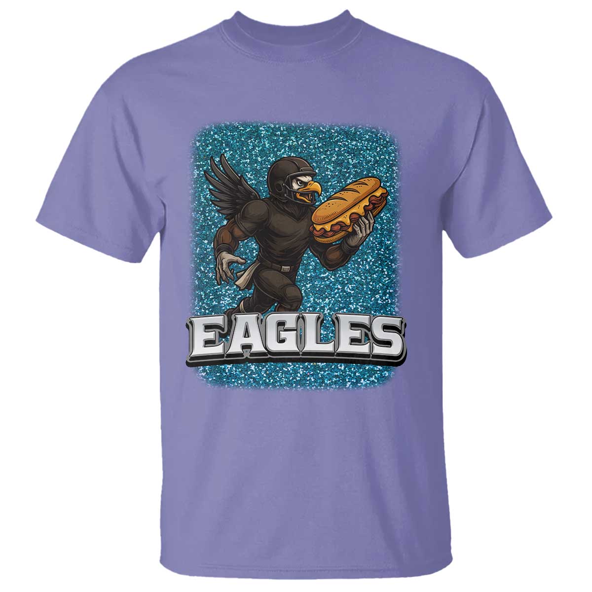 Funny Eagle With Cheesesteak T Shirt Football Glitter Print - Wonder Print Shop