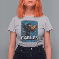 Funny Eagle With Cheesesteak T Shirt For Women Football Glitter Print - Wonder Print Shop