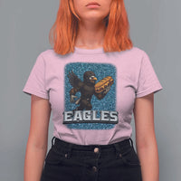 Funny Eagle With Cheesesteak T Shirt For Women Football Glitter Print - Wonder Print Shop