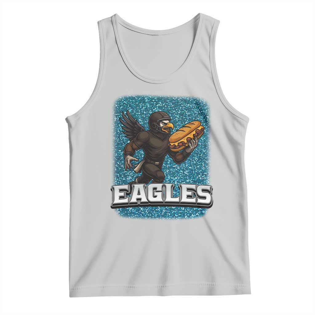 Funny Eagle With Cheesesteak Tank Top Football Glitter Print - Wonder Print Shop