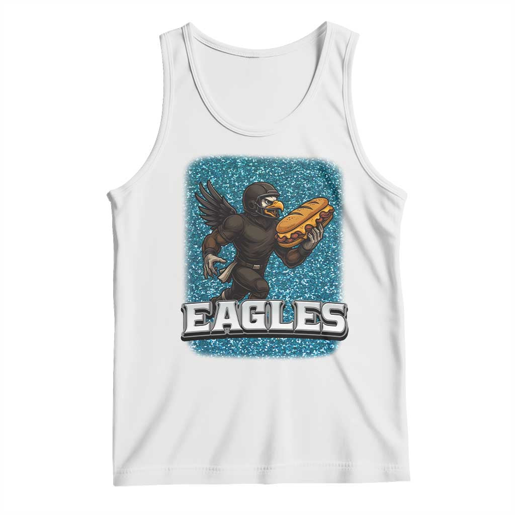 Funny Eagle With Cheesesteak Tank Top Football Glitter Print - Wonder Print Shop