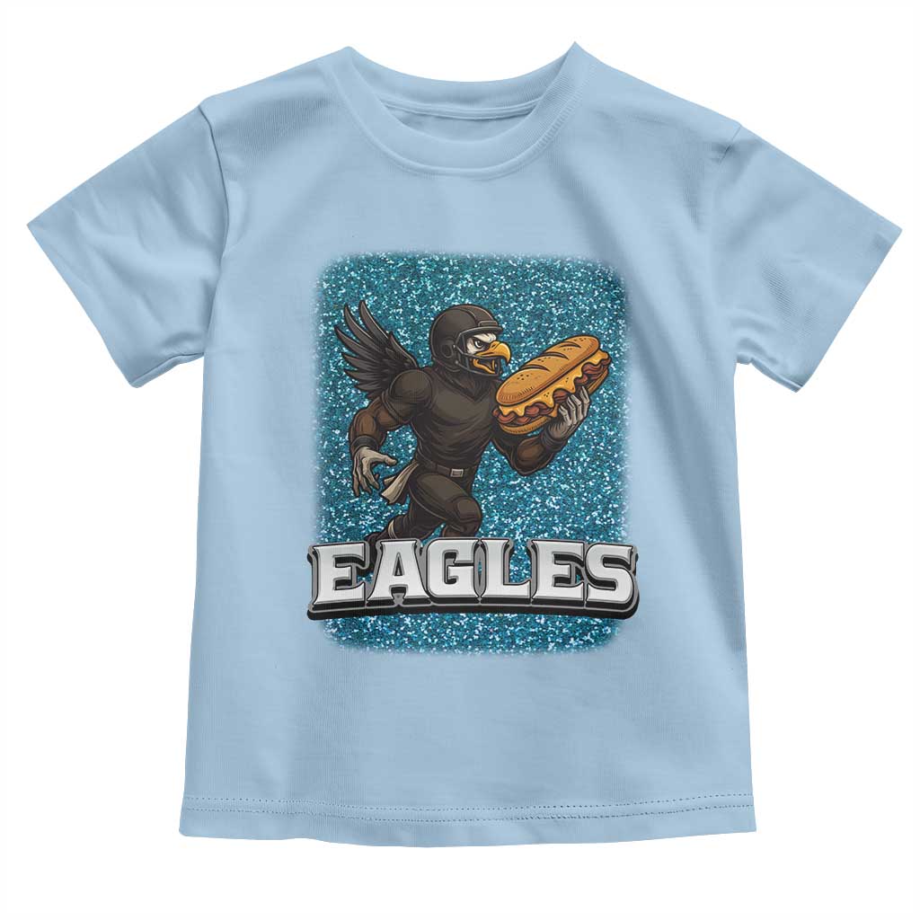 Funny Eagle With Cheesesteak Toddler T Shirt Football Glitter Print - Wonder Print Shop