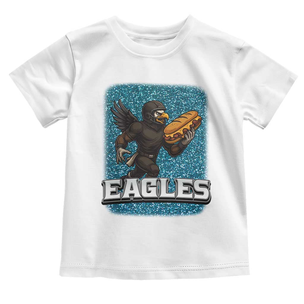 Funny Eagle With Cheesesteak Toddler T Shirt Football Glitter Print - Wonder Print Shop