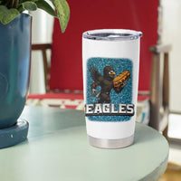 Funny Eagle With Cheesesteak Tumbler Cup Football Glitter Print - Wonder Print Shop