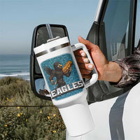 Funny Eagle With Cheesesteak Tumbler With Handle Football Glitter Print - Wonder Print Shop