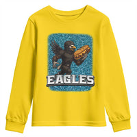 Funny Eagle With Cheesesteak Youth Sweatshirt Football Glitter Print - Wonder Print Shop