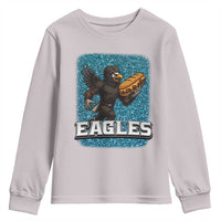 Funny Eagle With Cheesesteak Youth Sweatshirt Football Glitter Print - Wonder Print Shop