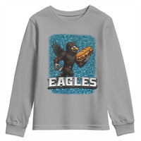 Funny Eagle With Cheesesteak Youth Sweatshirt Football Glitter Print - Wonder Print Shop
