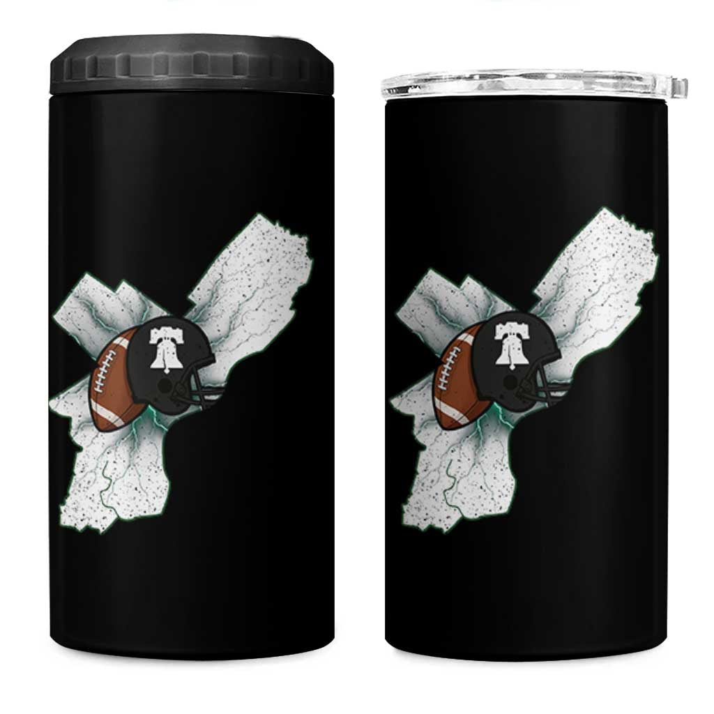 Philadelphia Liberty Bell Football Helmet Lightning Gift 4 in 1 Can Cooler Tumbler - Wonder Print Shop