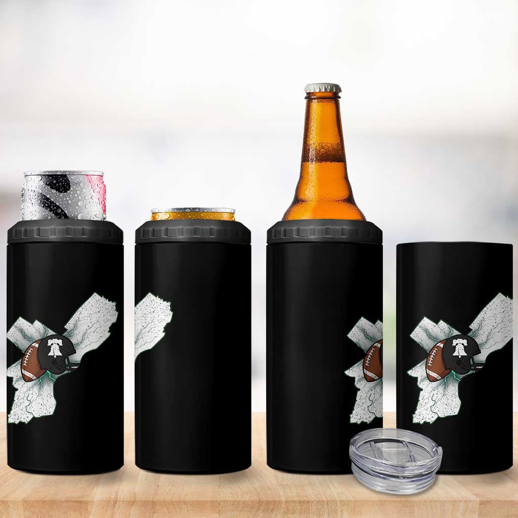 Philadelphia Liberty Bell Football Helmet Lightning Gift 4 in 1 Can Cooler Tumbler - Wonder Print Shop