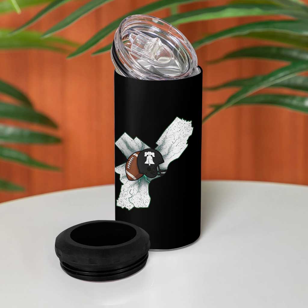 Philadelphia Liberty Bell Football Helmet Lightning Gift 4 in 1 Can Cooler Tumbler - Wonder Print Shop