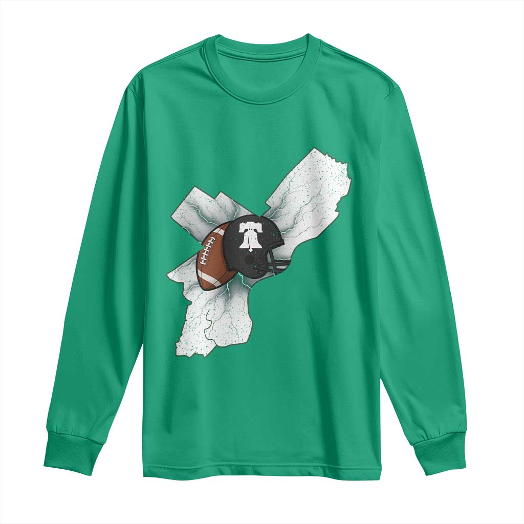 Philadelphia Liberty Bell Football Helmet Lightning Gift Long Sleeve Shirt - Wonder Print Shop