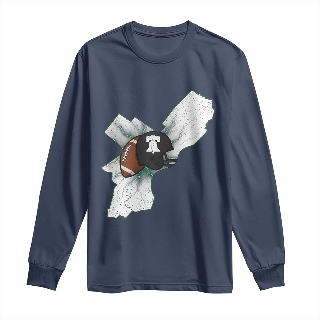 Philadelphia Liberty Bell Football Helmet Lightning Gift Long Sleeve Shirt - Wonder Print Shop