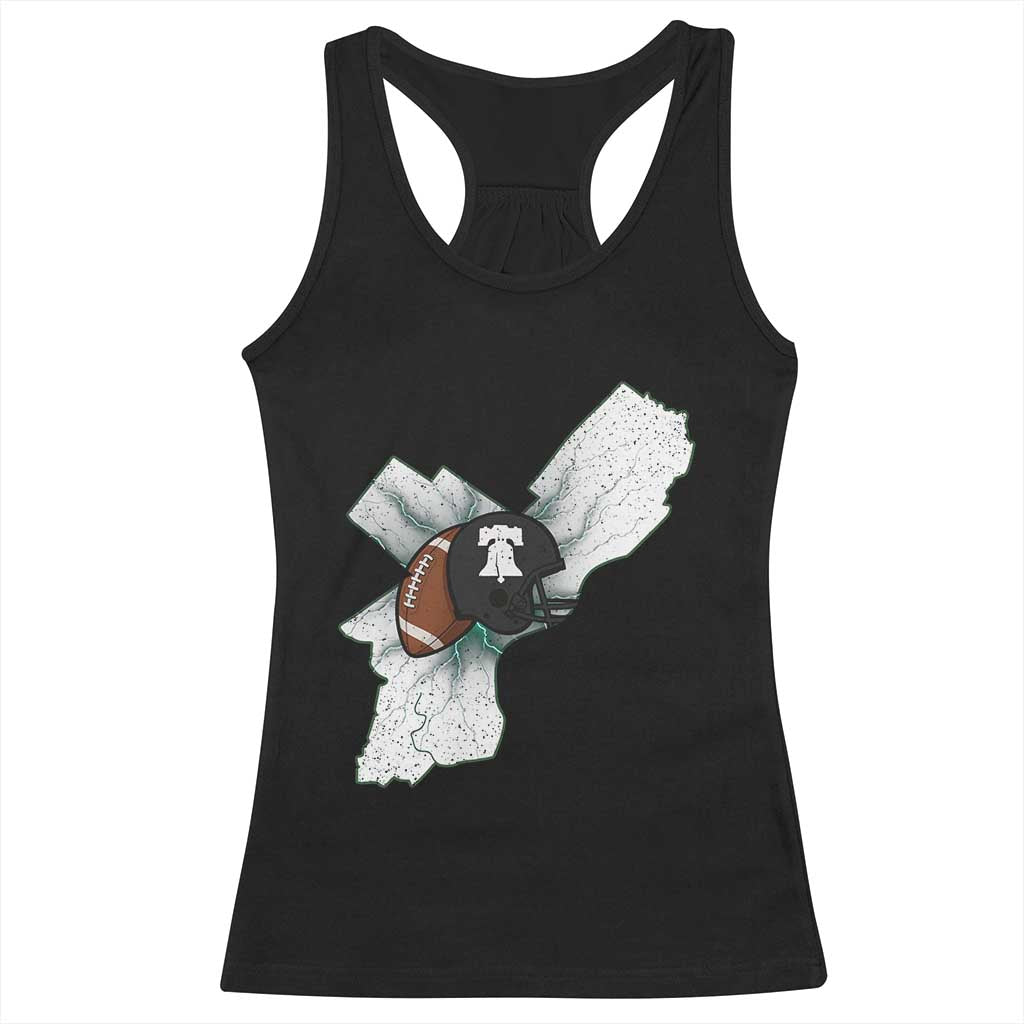Philadelphia Liberty Bell Football Helmet Lightning Gift Racerback Tank Top - Wonder Print Shop