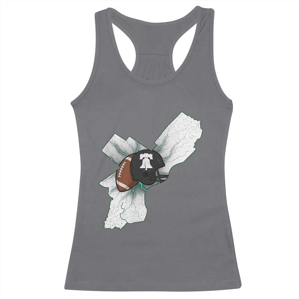 Philadelphia Liberty Bell Football Helmet Lightning Gift Racerback Tank Top - Wonder Print Shop