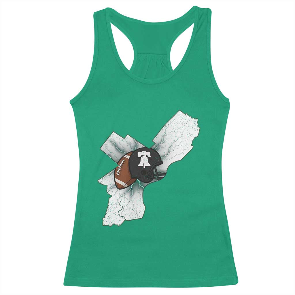 Philadelphia Liberty Bell Football Helmet Lightning Gift Racerback Tank Top - Wonder Print Shop