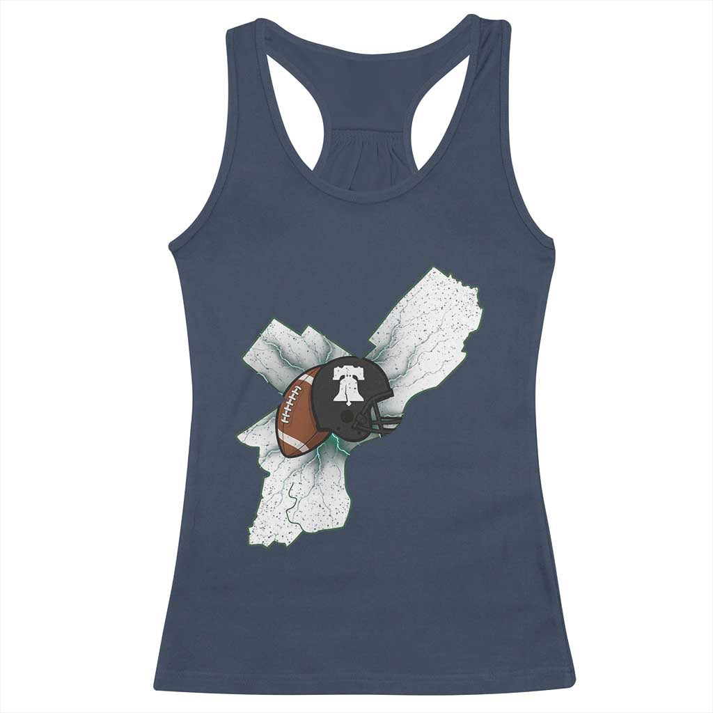 Philadelphia Liberty Bell Football Helmet Lightning Gift Racerback Tank Top - Wonder Print Shop