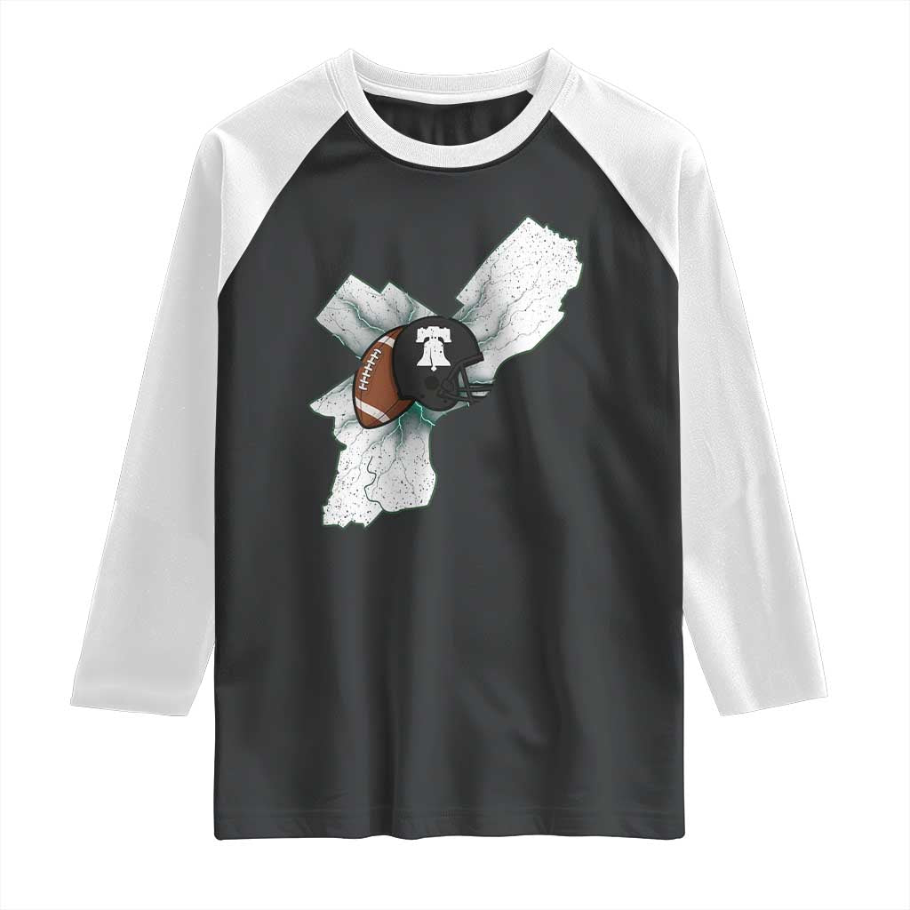 Philadelphia Liberty Bell Football Helmet Lightning Gift Raglan Shirt - Wonder Print Shop