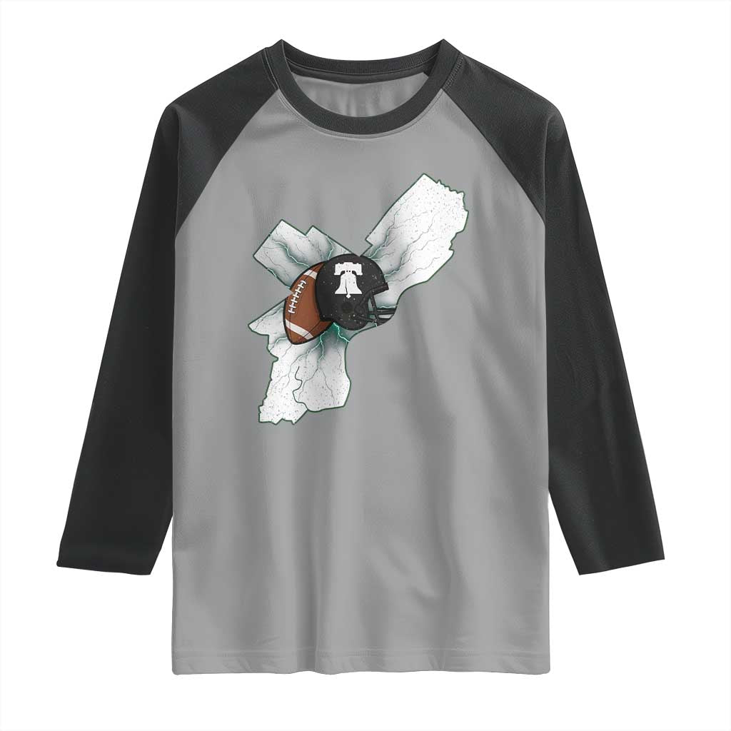 Philadelphia Liberty Bell Football Helmet Lightning Gift Raglan Shirt - Wonder Print Shop