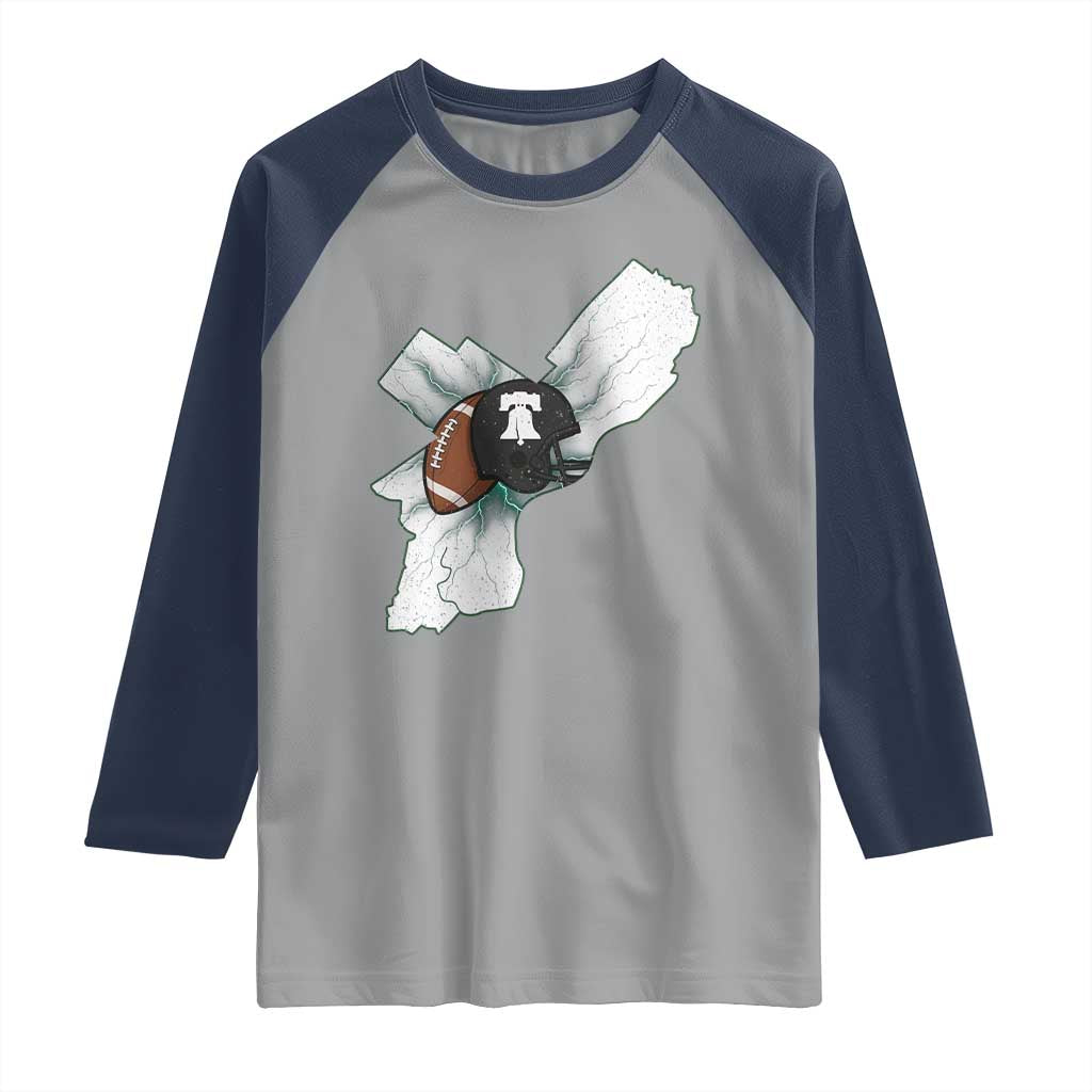 Philadelphia Liberty Bell Football Helmet Lightning Gift Raglan Shirt - Wonder Print Shop