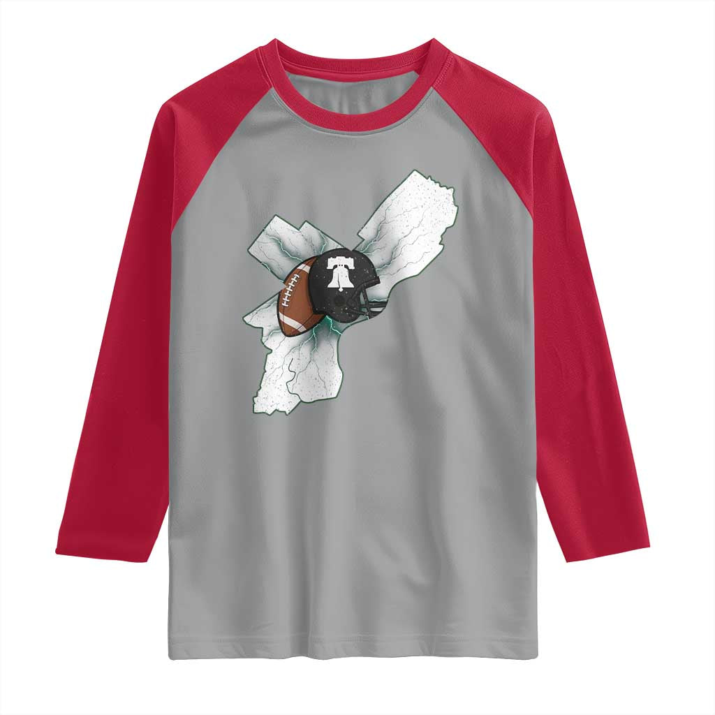 Philadelphia Liberty Bell Football Helmet Lightning Gift Raglan Shirt - Wonder Print Shop