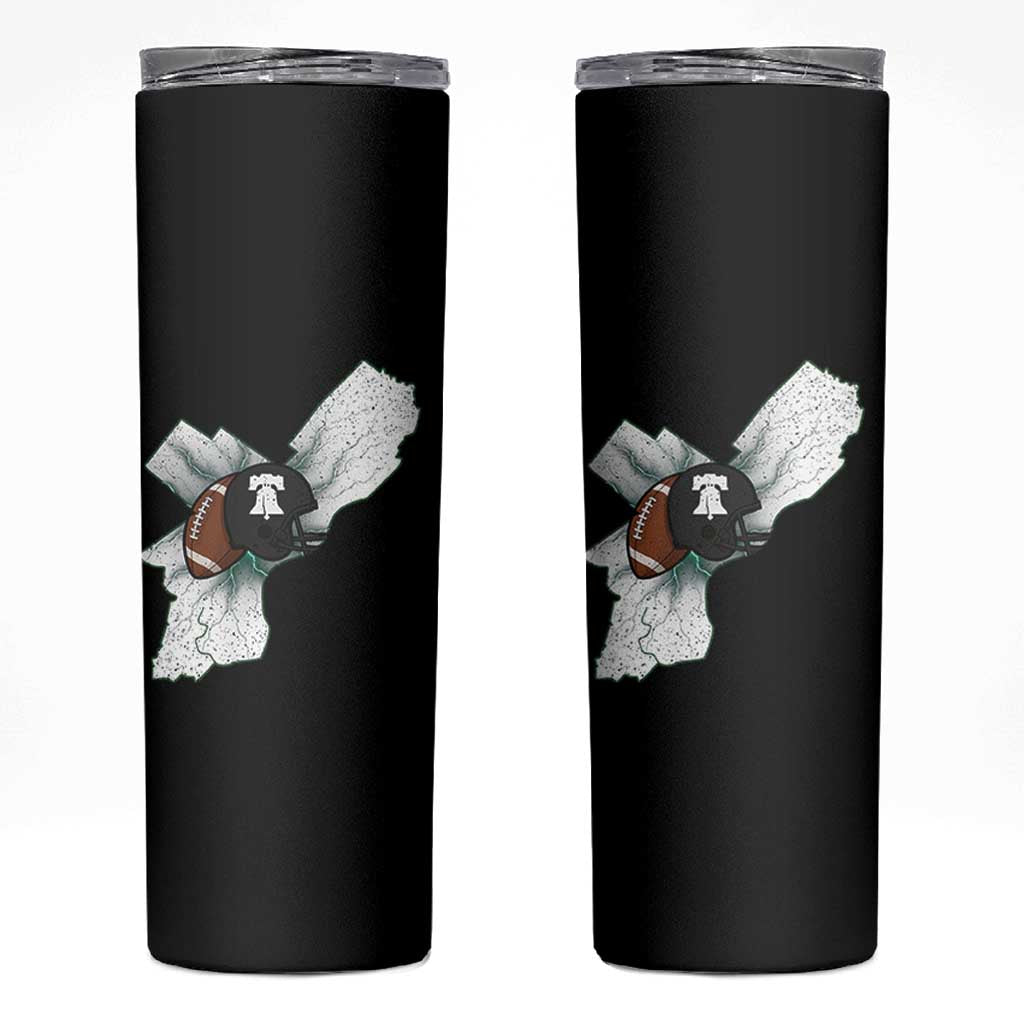 Philadelphia Liberty Bell Football Helmet Lightning Gift Skinny Tumbler - Wonder Print Shop