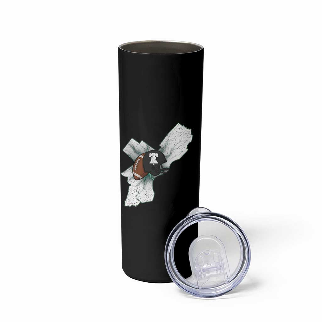 Philadelphia Liberty Bell Football Helmet Lightning Gift Skinny Tumbler - Wonder Print Shop