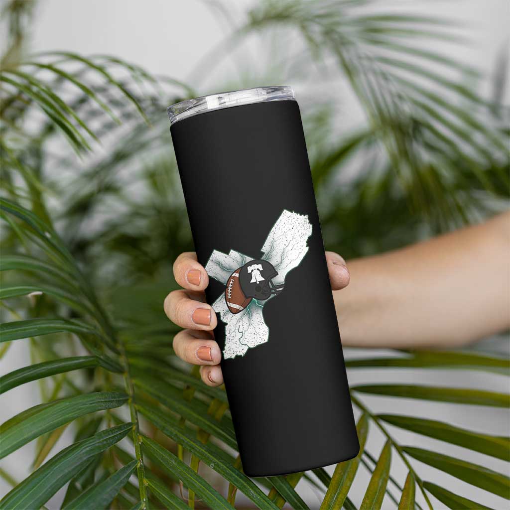 Philadelphia Liberty Bell Football Helmet Lightning Gift Skinny Tumbler - Wonder Print Shop