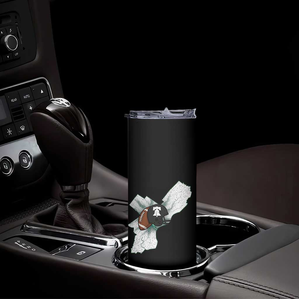 Philadelphia Liberty Bell Football Helmet Lightning Gift Skinny Tumbler - Wonder Print Shop