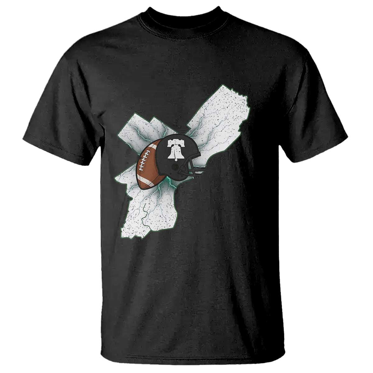 Philadelphia Liberty Bell Football Helmet Lightning Gift T Shirt - Wonder Print Shop