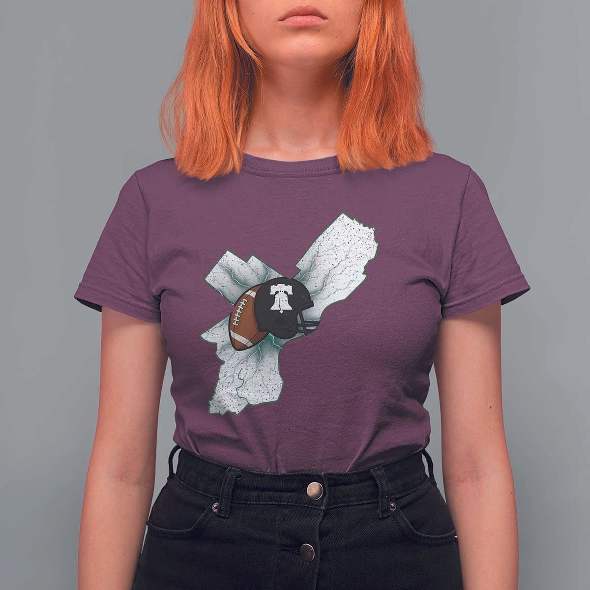 Philadelphia Liberty Bell Football Helmet Lightning Gift T Shirt For Women - Wonder Print Shop