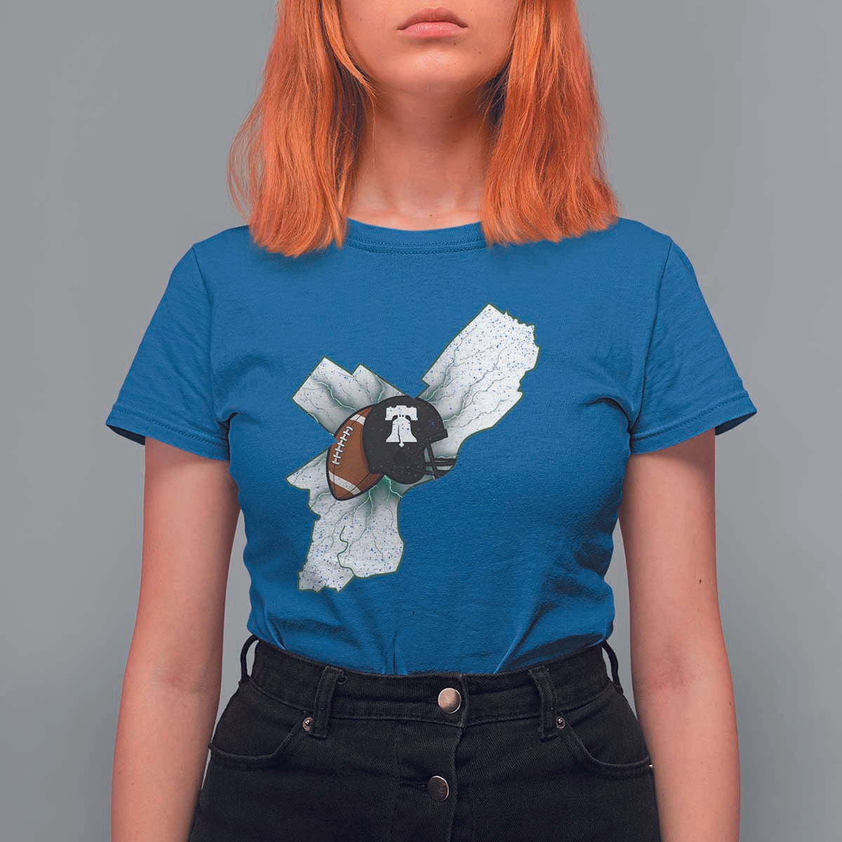 Philadelphia Liberty Bell Football Helmet Lightning Gift T Shirt For Women - Wonder Print Shop