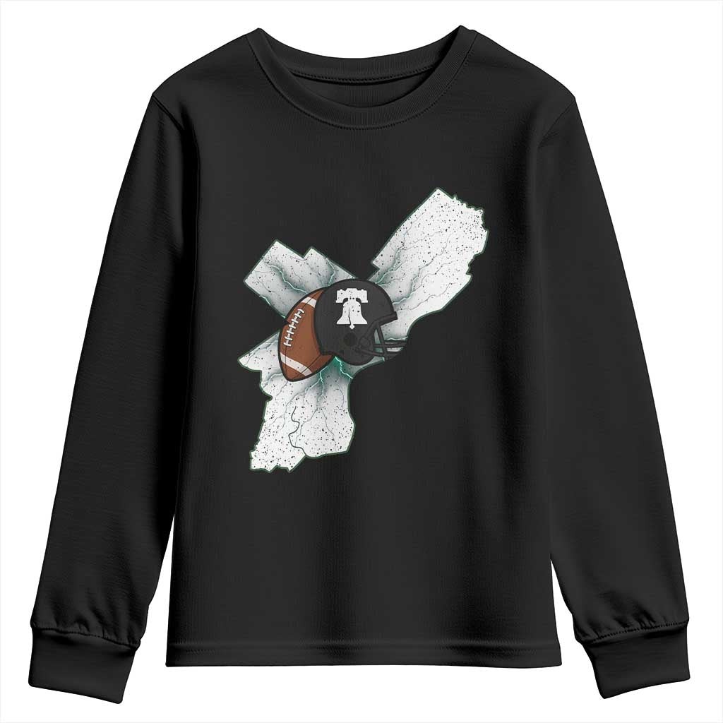 Philadelphia Liberty Bell Football Helmet Lightning Gift Youth Sweatshirt - Wonder Print Shop