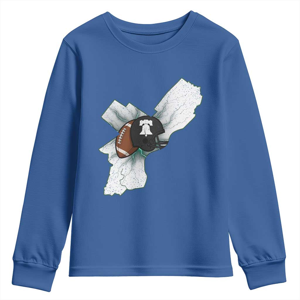 Philadelphia Liberty Bell Football Helmet Lightning Gift Youth Sweatshirt - Wonder Print Shop