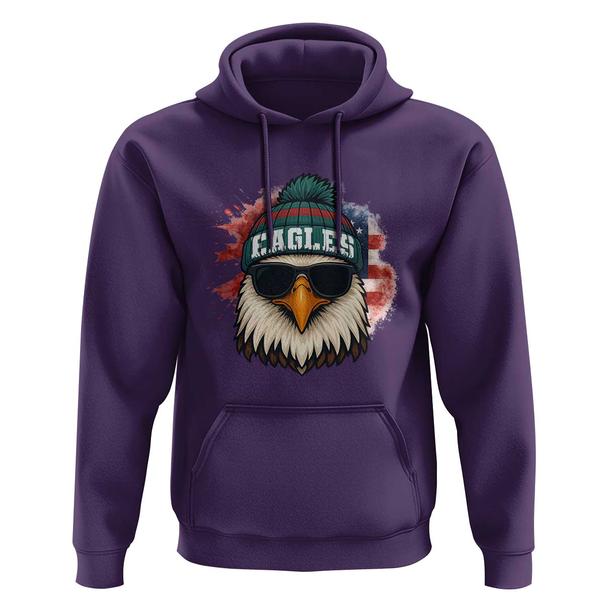 Patriotic Eagle Football Hoodie American Flag Pride Gift - Wonder Print Shop
