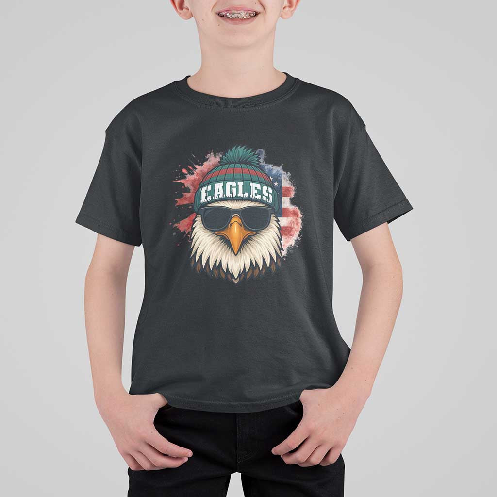 Patriotic Eagle Football T Shirt For Kid American Flag Pride Gift - Wonder Print Shop