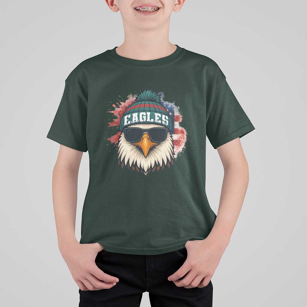 Patriotic Eagle Football T Shirt For Kid American Flag Pride Gift - Wonder Print Shop