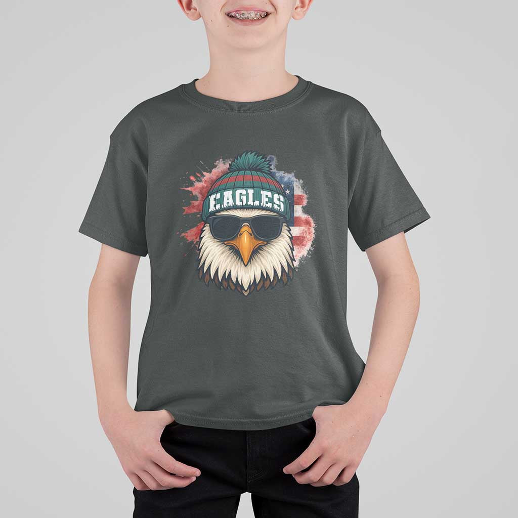 Patriotic Eagle Football T Shirt For Kid American Flag Pride Gift - Wonder Print Shop