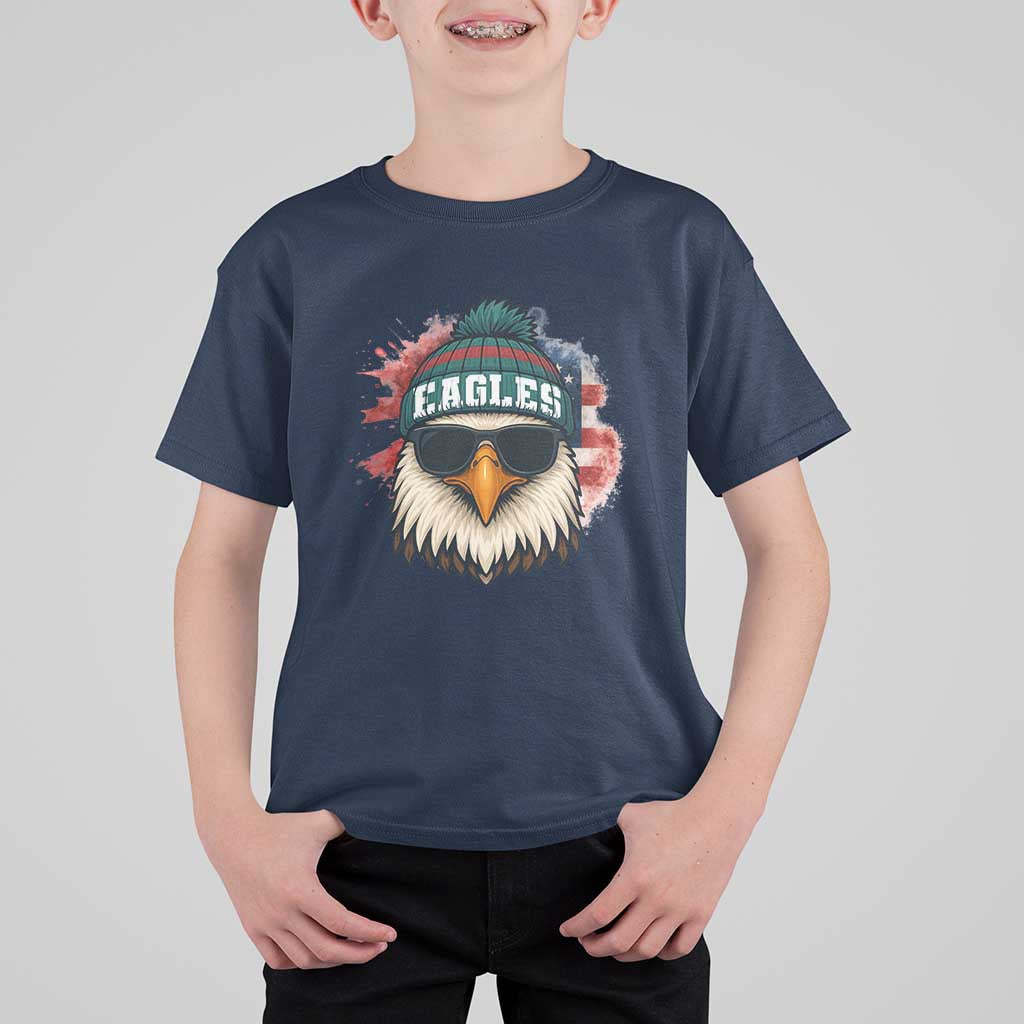 Patriotic Eagle Football T Shirt For Kid American Flag Pride Gift - Wonder Print Shop