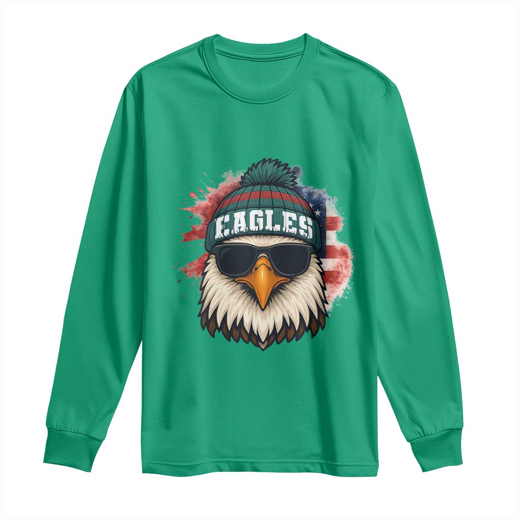 Patriotic Eagle Football Long Sleeve Shirt American Flag Pride Gift - Wonder Print Shop