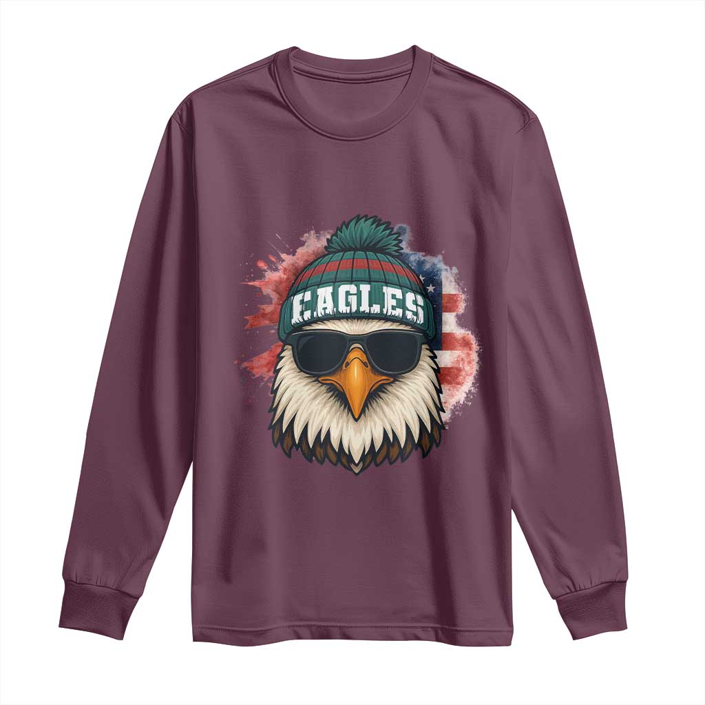 Patriotic Eagle Football Long Sleeve Shirt American Flag Pride Gift - Wonder Print Shop
