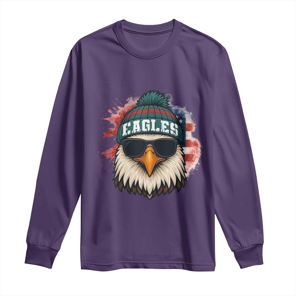 Patriotic Eagle Football Long Sleeve Shirt American Flag Pride Gift - Wonder Print Shop