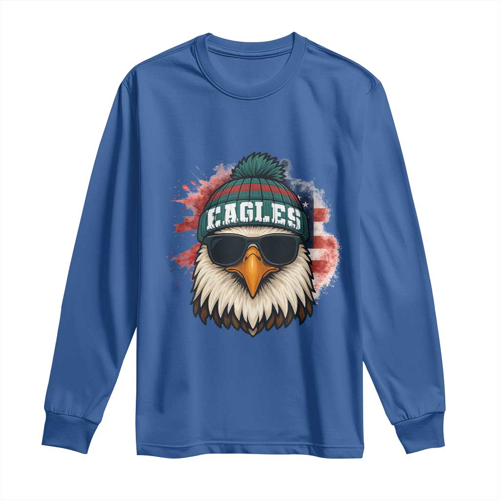 Patriotic Eagle Football Long Sleeve Shirt American Flag Pride Gift - Wonder Print Shop
